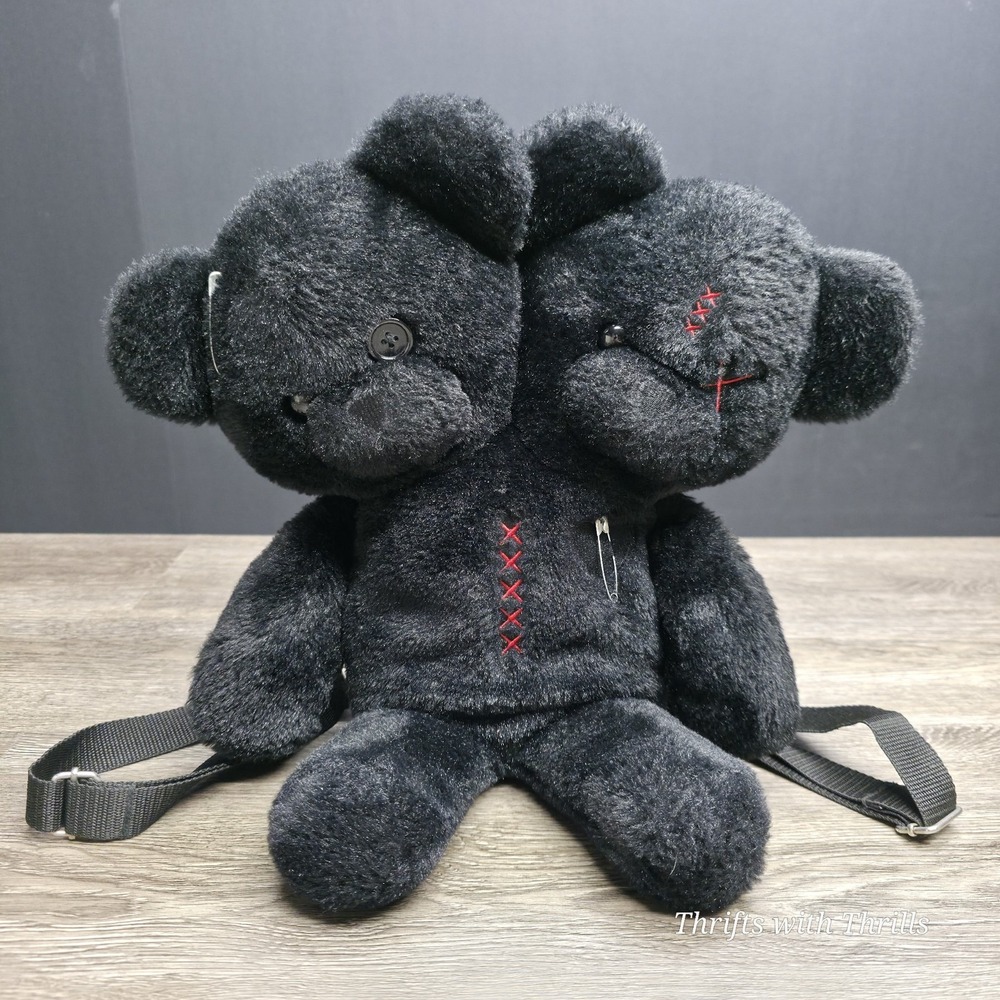 Hot Topic - Double-Headed Teddy‎ Bear Plush Backpack 16" - Twisted Twins